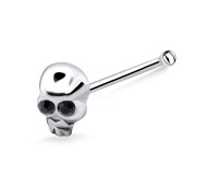 Stone Skull Shaped Silver Bone Nose Stud NSKD-76